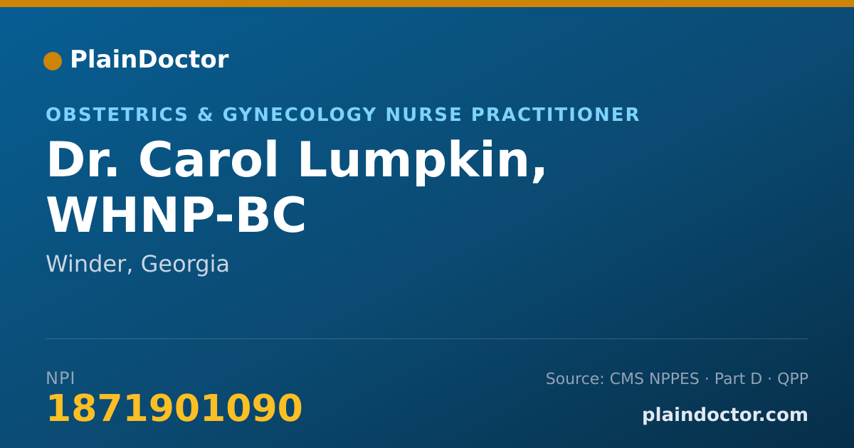 Shareable card for Carol Lumpkin, WHNP-BC - Obstetrics & Gynecology Nurse Practitioner, Winder, GA