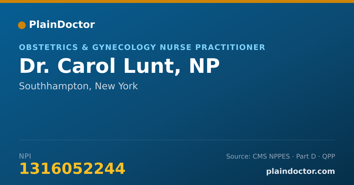 Shareable card for Carol Lunt, NP - Obstetrics & Gynecology Nurse Practitioner, Southhampton, NY