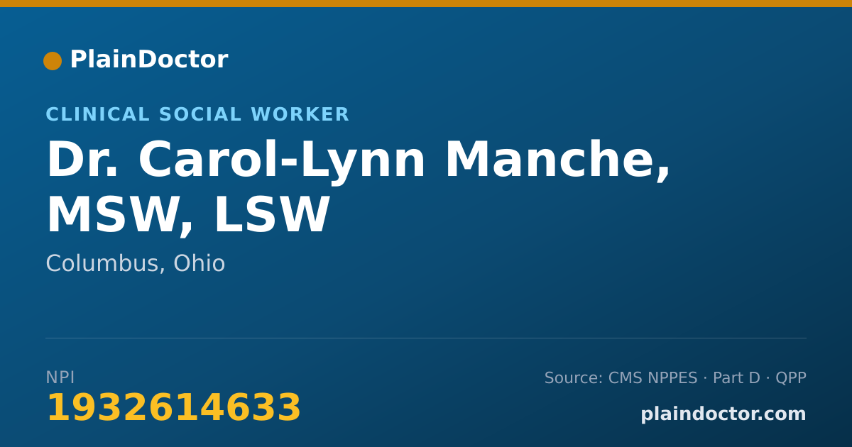 Shareable card for Carol-Lynn Manche, MSW, LSW - Clinical Social Worker, Columbus, OH