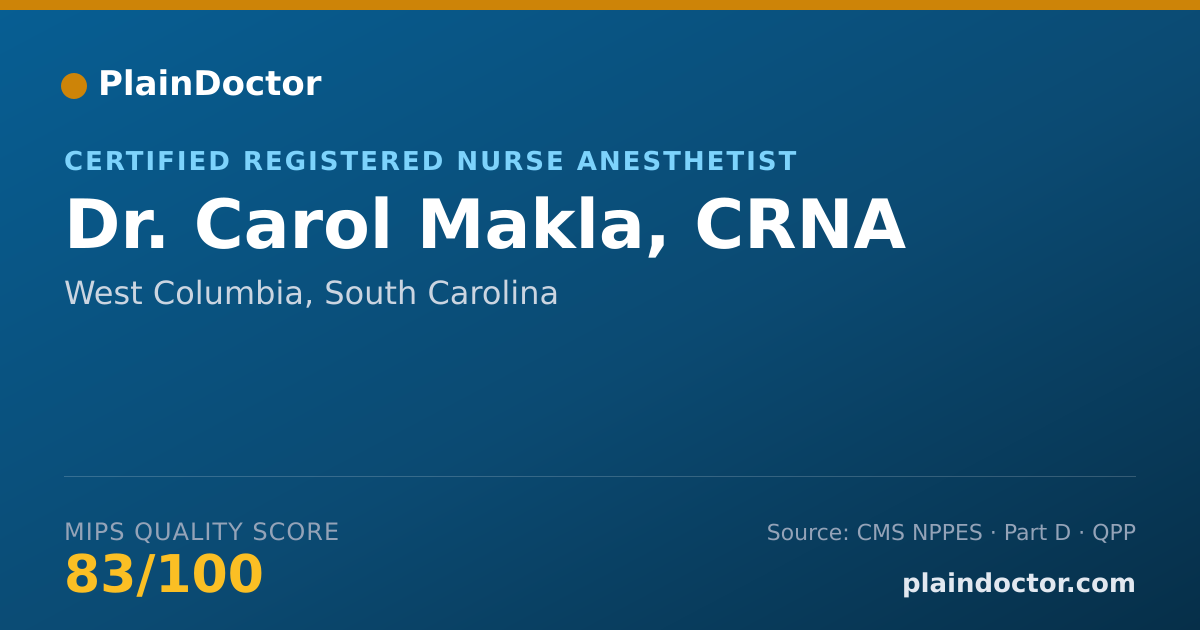 Shareable card for Carol Makla, CRNA - Certified Registered Nurse Anesthetist, West Columbia, SC