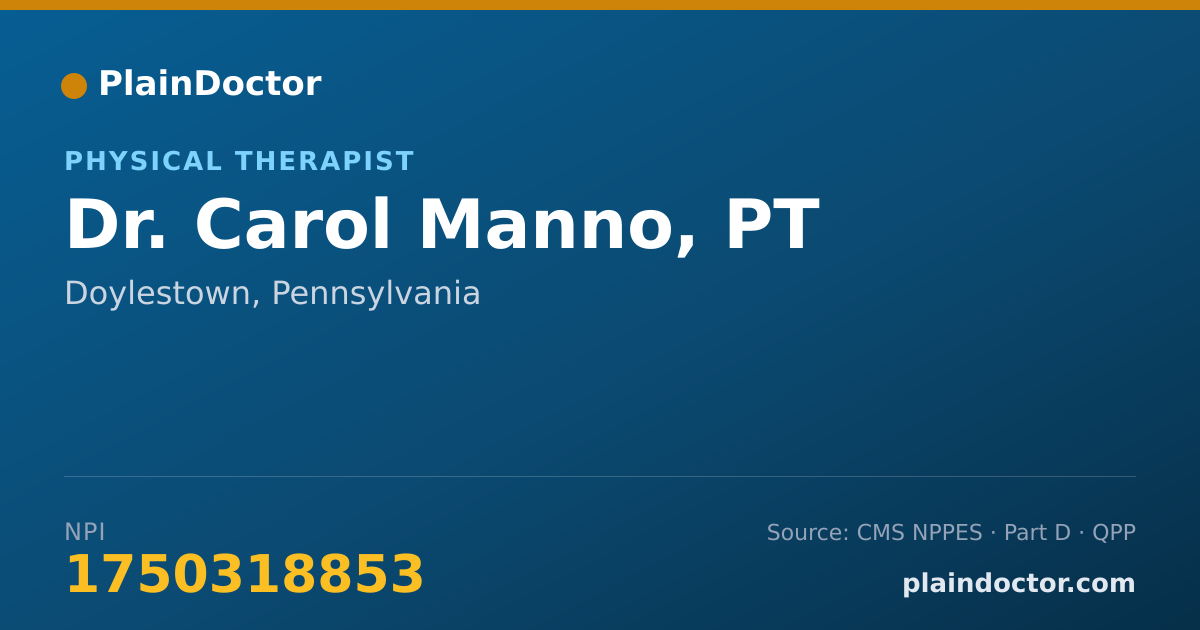 Shareable card for Carol Manno, PT - Physical Therapist, Doylestown, PA