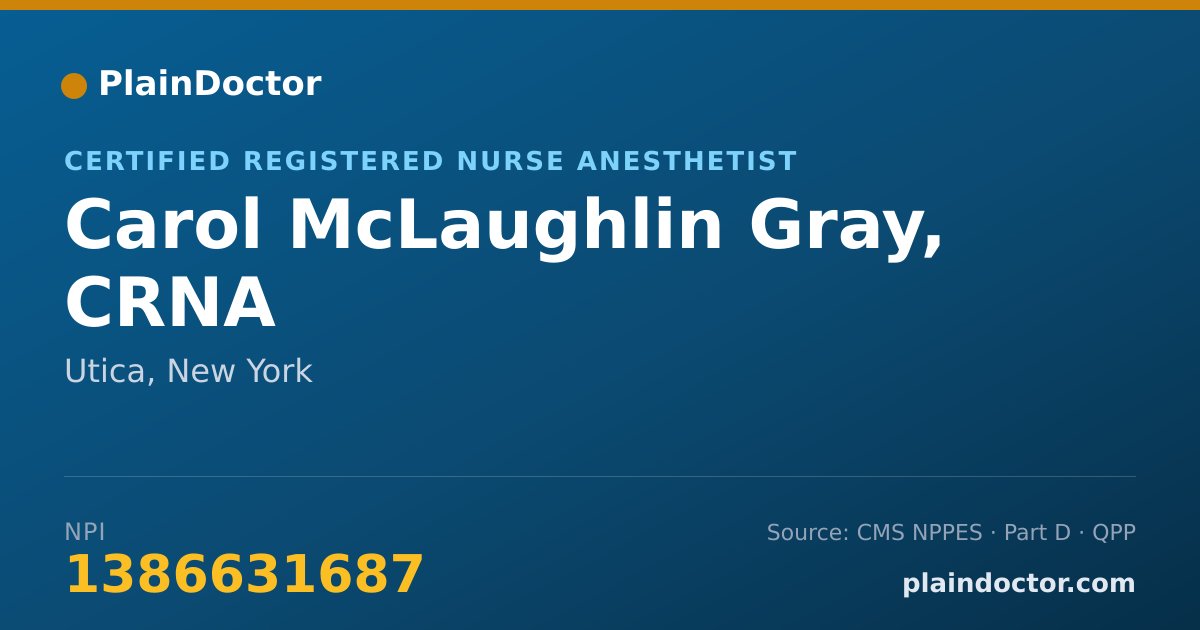 Shareable card for Carol McLaughlin Gray, CRNA - Certified Registered Nurse Anesthetist, Utica, NY
