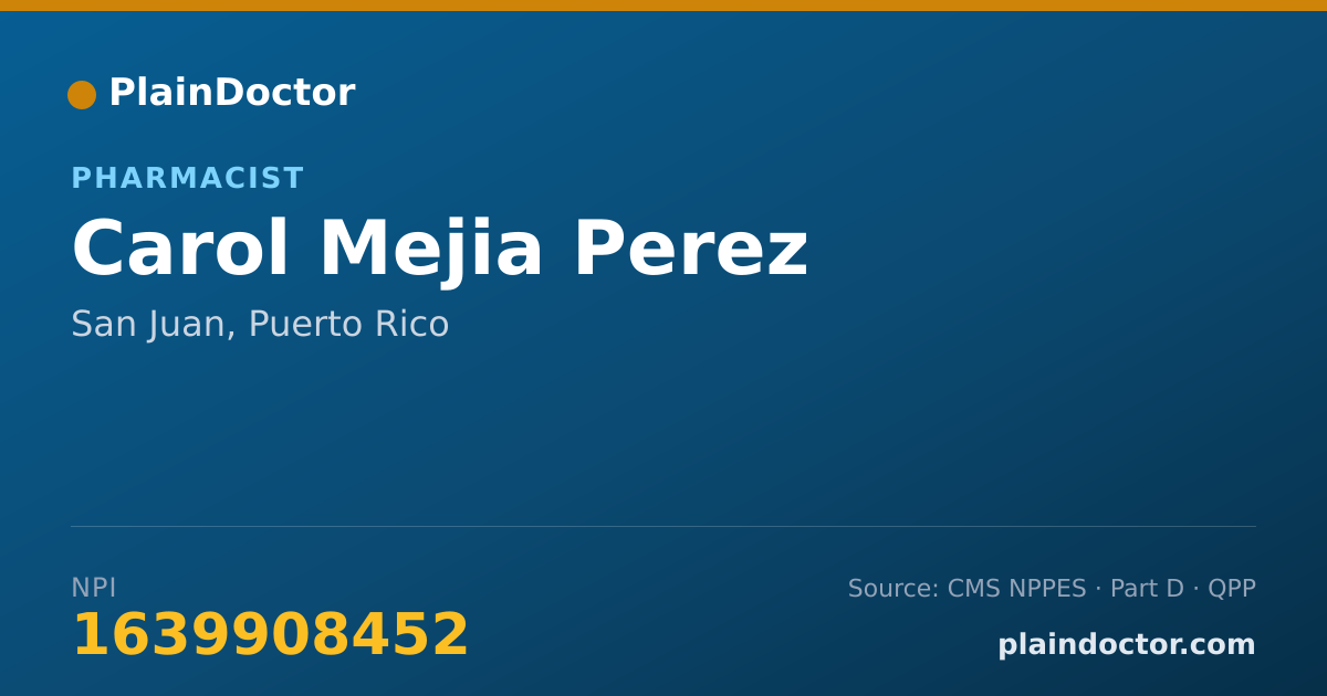 Shareable card for Carol Mejia Perez - Pharmacist, San Juan, PR