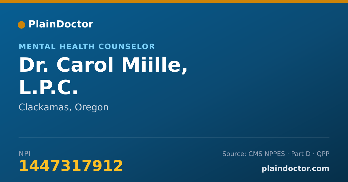 Shareable card for Carol Miille, L.P.C. - Mental Health Counselor, Clackamas, OR