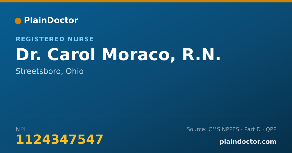 Shareable card for Carol Moraco, R.N. - Registered Nurse, Streetsboro, OH