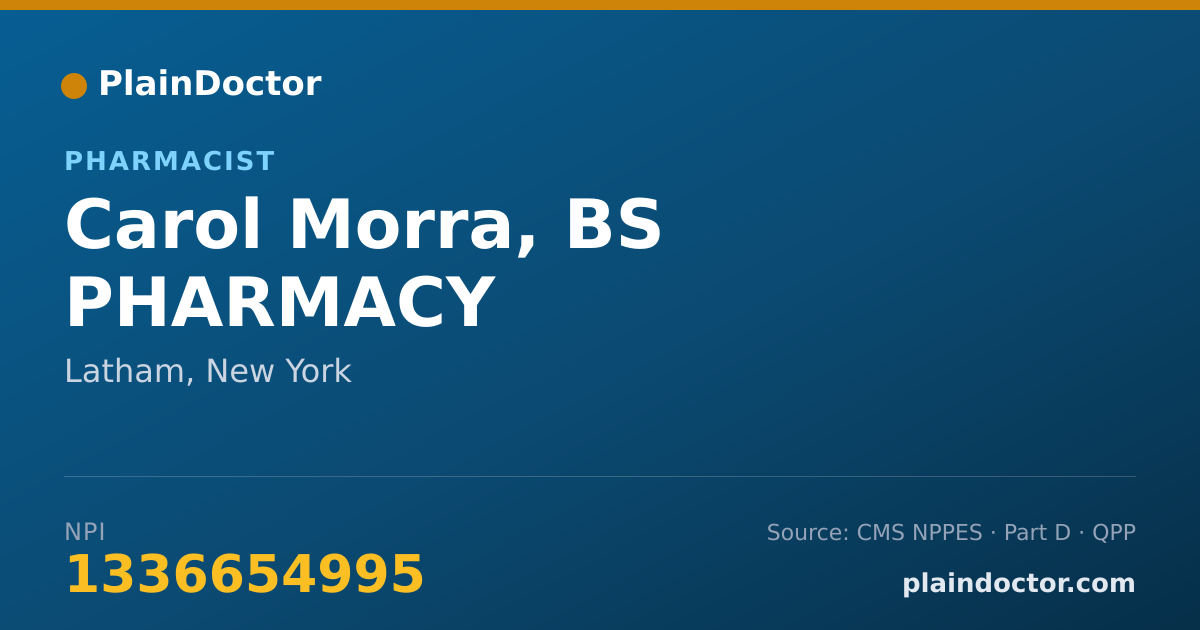 Shareable card for Carol Morra, BS PHARMACY - Pharmacist, Latham, NY