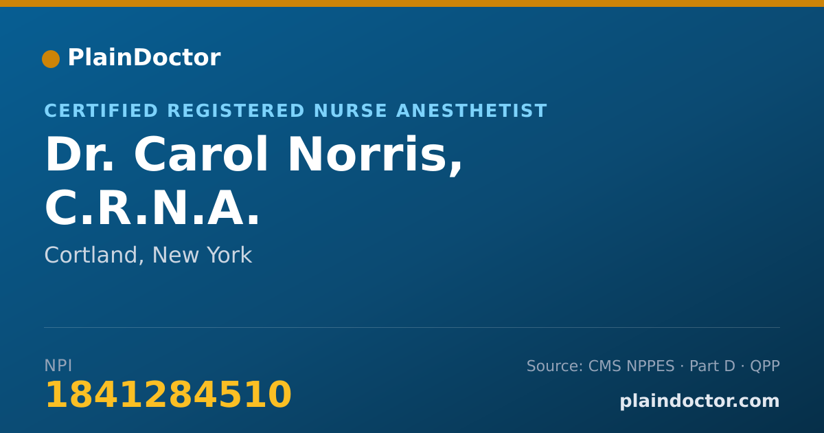 Shareable card for Carol Norris, C.R.N.A. - Certified Registered Nurse Anesthetist, Cortland, NY