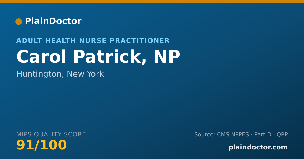 Shareable card for Carol Patrick, NP - Adult Health Nurse Practitioner, Huntington, NY