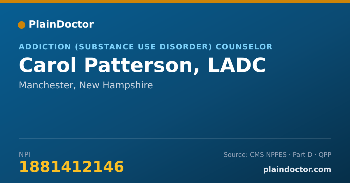 Shareable card for Carol Patterson, LADC - Addiction (Substance Use Disorder) Counselor, Manchester, NH