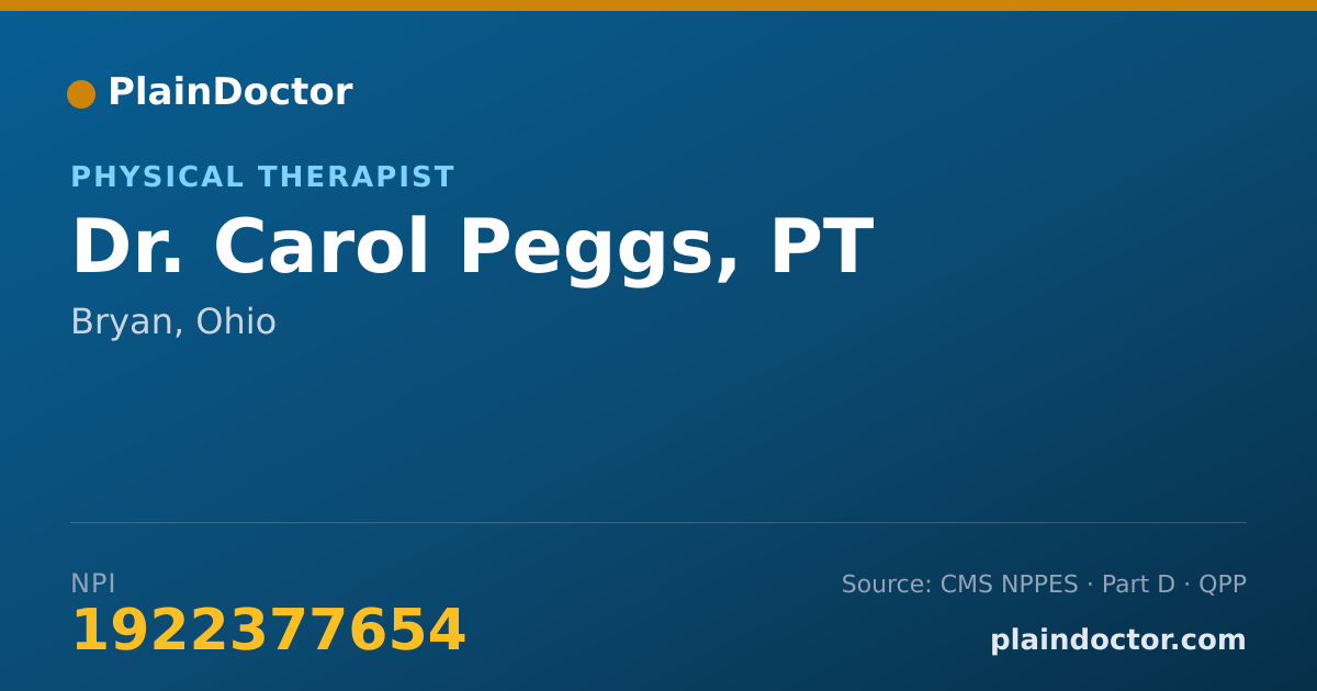 Shareable card for Carol Peggs, PT - Physical Therapist, Bryan, OH