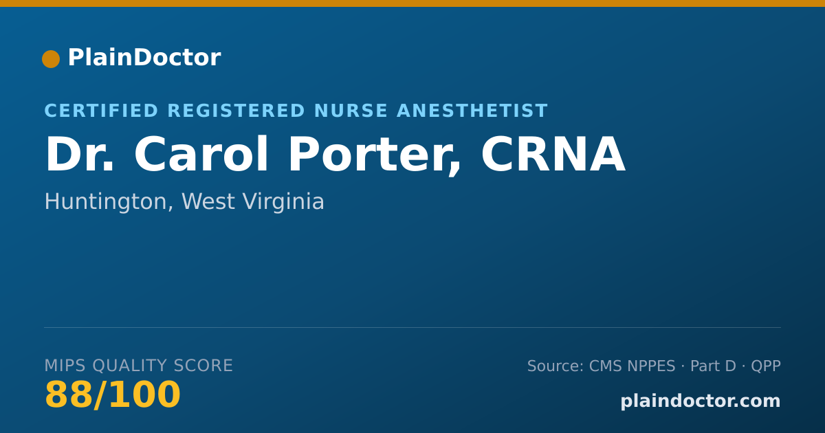 Shareable card for Carol Porter, CRNA - Certified Registered Nurse Anesthetist, Huntington, WV