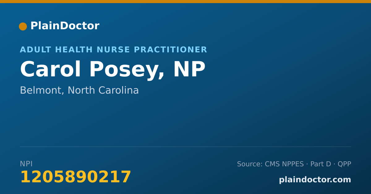 Shareable card for Carol Posey, NP - Adult Health Nurse Practitioner, Belmont, NC