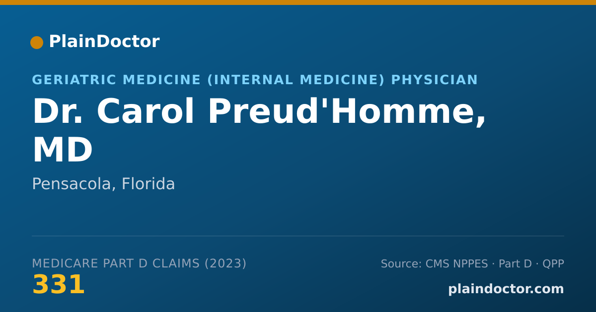 Shareable card for Carol Preud'Homme, MD - Geriatric Medicine (Internal Medicine) Physician, Pensacola, FL