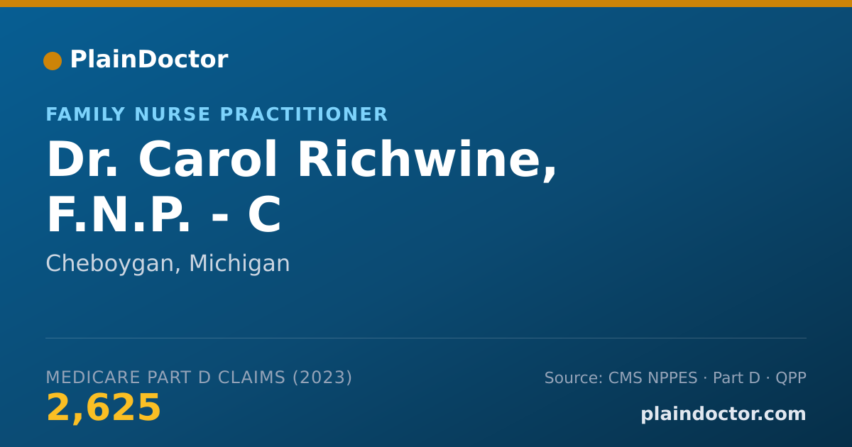 Shareable card for Carol Richwine, F.N.P. - C - Family Nurse Practitioner, Cheboygan, MI
