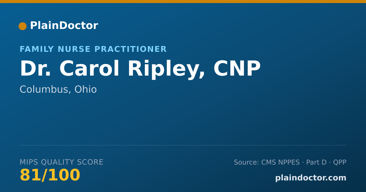 Shareable card for Carol Ripley, CNP - Family Nurse Practitioner, Columbus, OH