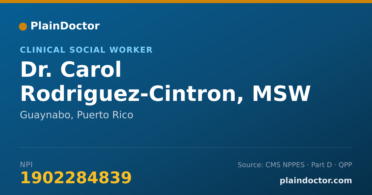 Shareable card for Carol Rodriguez-Cintron, MSW - Clinical Social Worker, Guaynabo, PR
