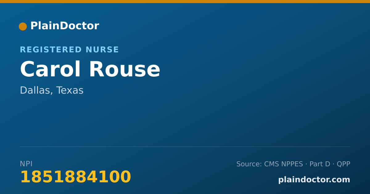 Shareable card for Carol Rouse - Registered Nurse, Dallas, TX