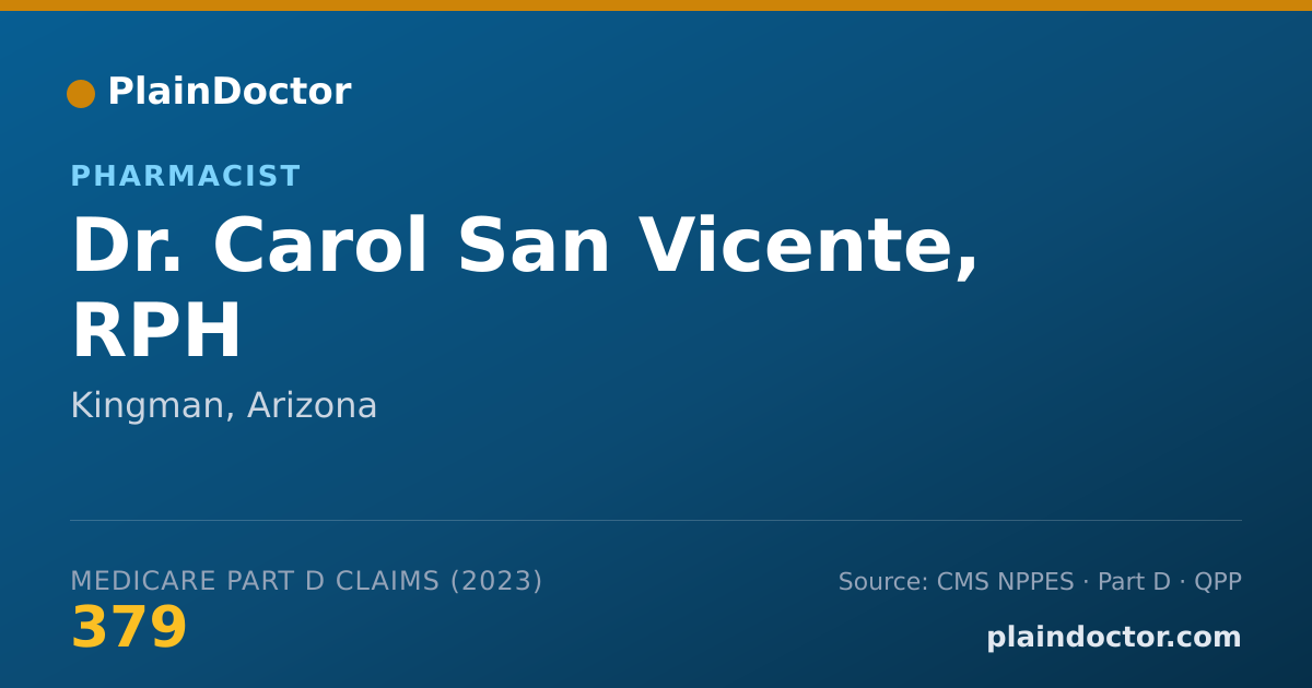 Shareable card for Carol San Vicente, RPH - Pharmacist, Kingman, AZ