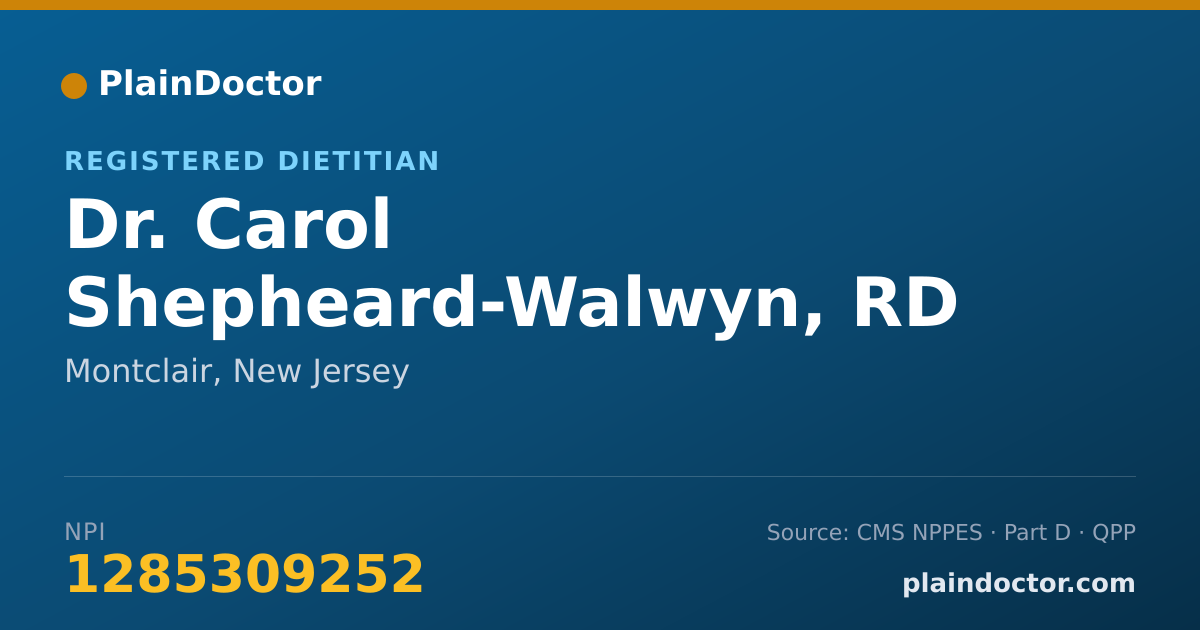 Shareable card for Carol Shepheard-Walwyn, RD - Registered Dietitian, Montclair, NJ