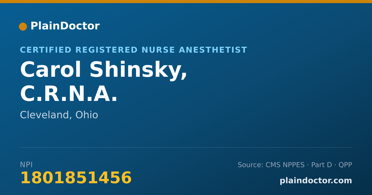 Shareable card for Carol Shinsky, C.R.N.A. - Certified Registered Nurse Anesthetist, Cleveland, OH