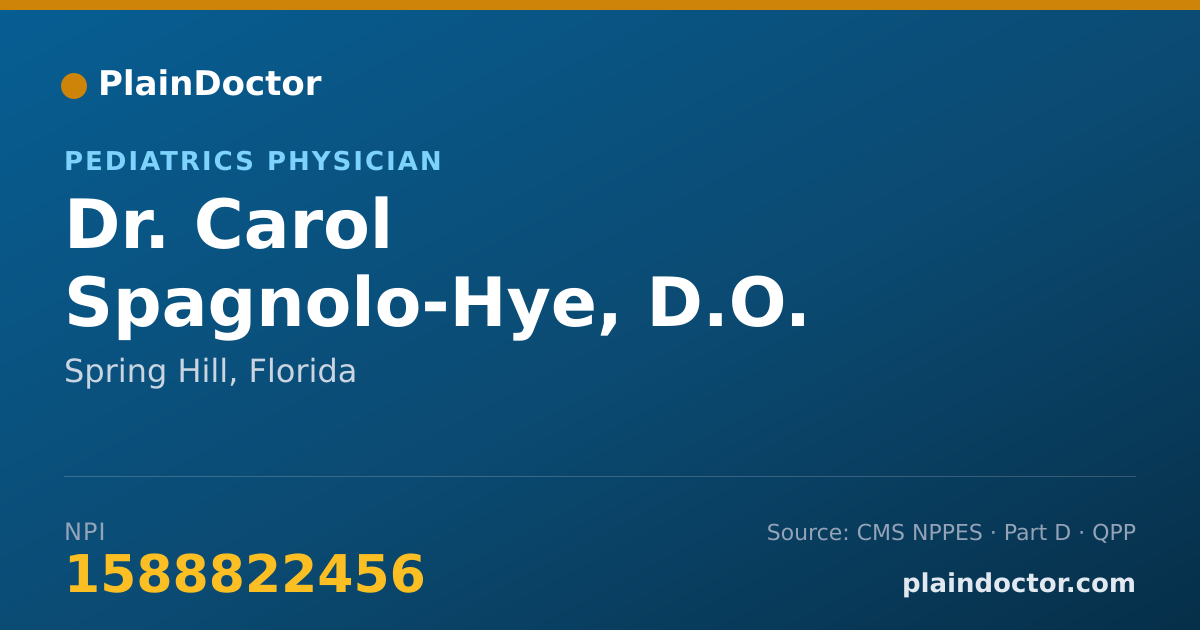 Shareable card for Carol Spagnolo-Hye, D.O. - Pediatrics Physician, Spring Hill, FL