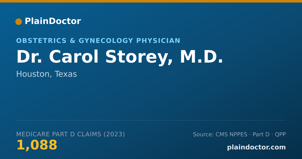 Shareable card for Carol Storey, M.D. - Obstetrics & Gynecology Physician, Houston, TX