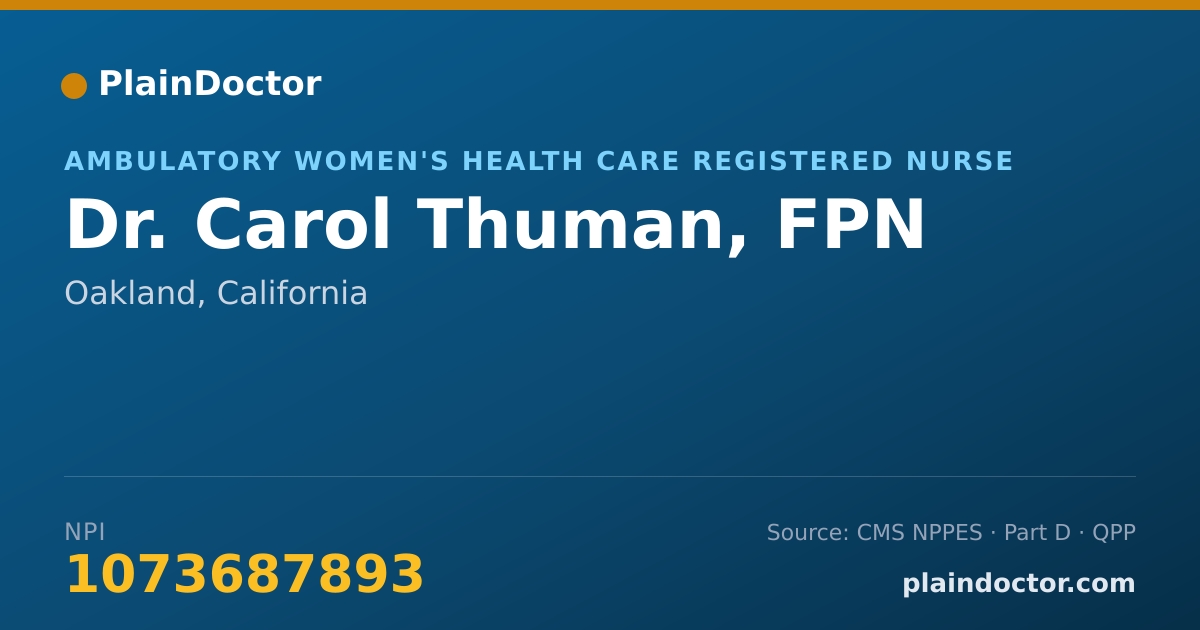 Shareable card for Carol Thuman, FPN - Ambulatory Women's Health Care Registered Nurse, Oakland, CA