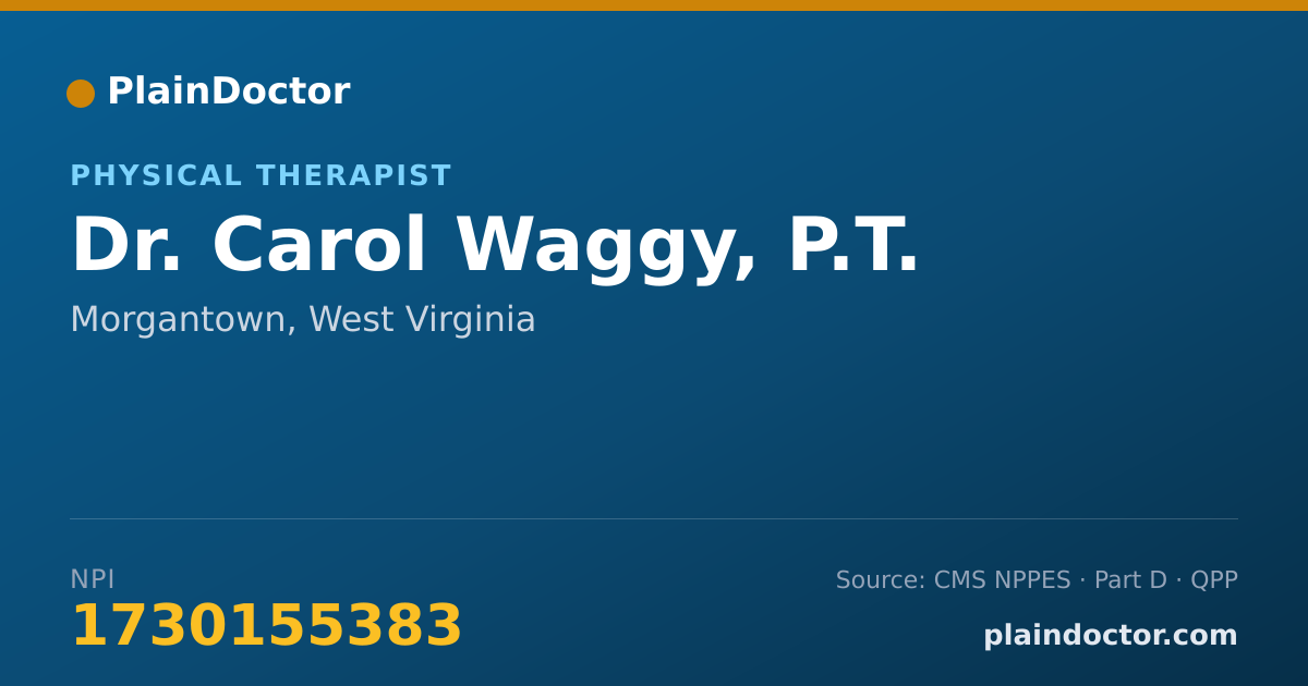 Shareable card for Carol Waggy, P.T. - Physical Therapist, Morgantown, WV