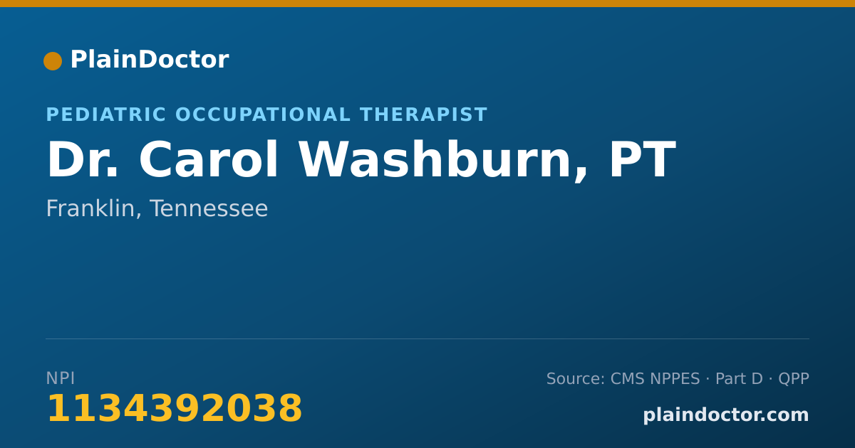 Shareable card for Carol Washburn, PT - Pediatric Occupational Therapist, Franklin, TN