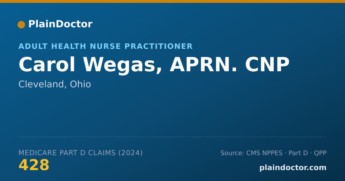Shareable card for Carol Wegas, APRN. CNP - Adult Health Nurse Practitioner, Cleveland, OH