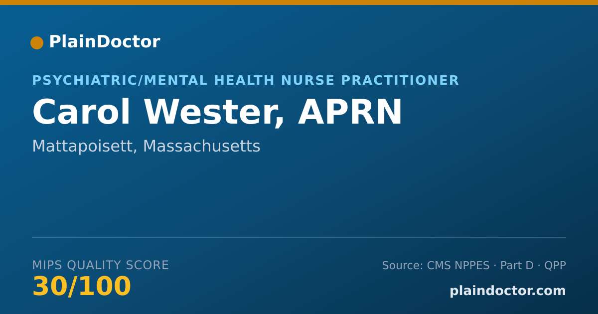 Shareable card for Carol Wester, APRN - Psychiatric/Mental Health Nurse Practitioner, Mattapoisett, MA