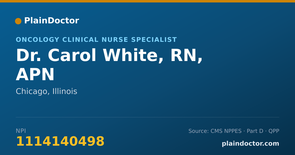 Shareable card for Carol White, RN, APN - Oncology Clinical Nurse Specialist, Chicago, IL
