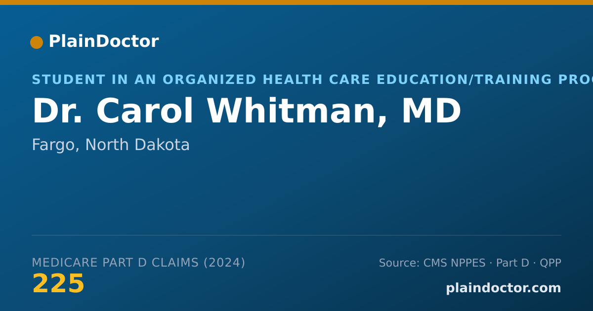 Shareable card for Carol Whitman, MD - Student in an Organized Health Care Education/Training Program, Fargo, ND