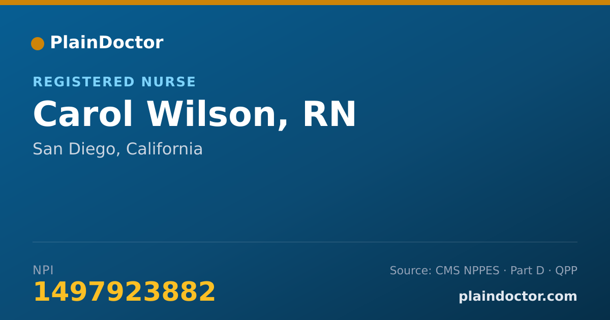 Shareable card for Carol Wilson, RN - Registered Nurse, San Diego, CA