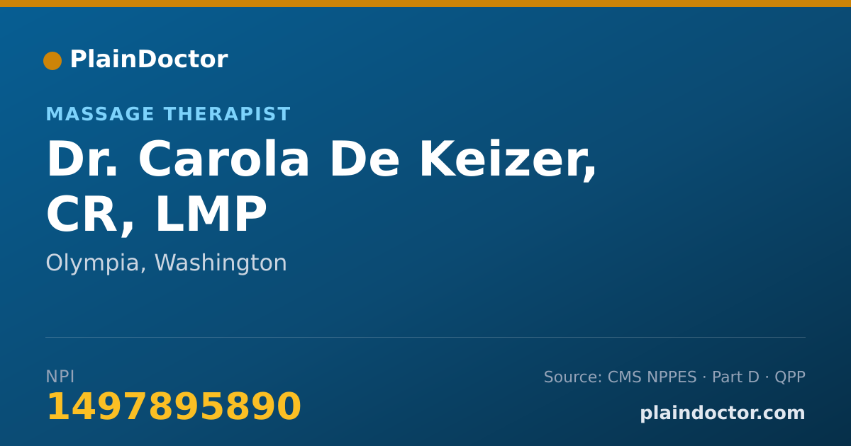 Shareable card for Carola De Keizer, CR, LMP - Massage Therapist, Olympia, WA