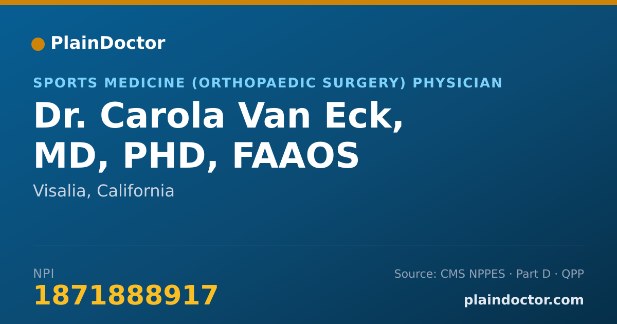 Shareable card for Carola Van Eck, MD, PHD, FAAOS - Sports Medicine (Orthopaedic Surgery) Physician, Visalia, CA