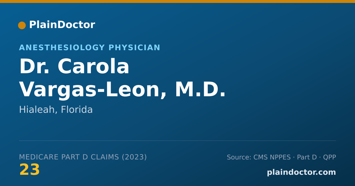 Shareable card for Carola Vargas-Leon, M.D. - Anesthesiology Physician, Hialeah, FL