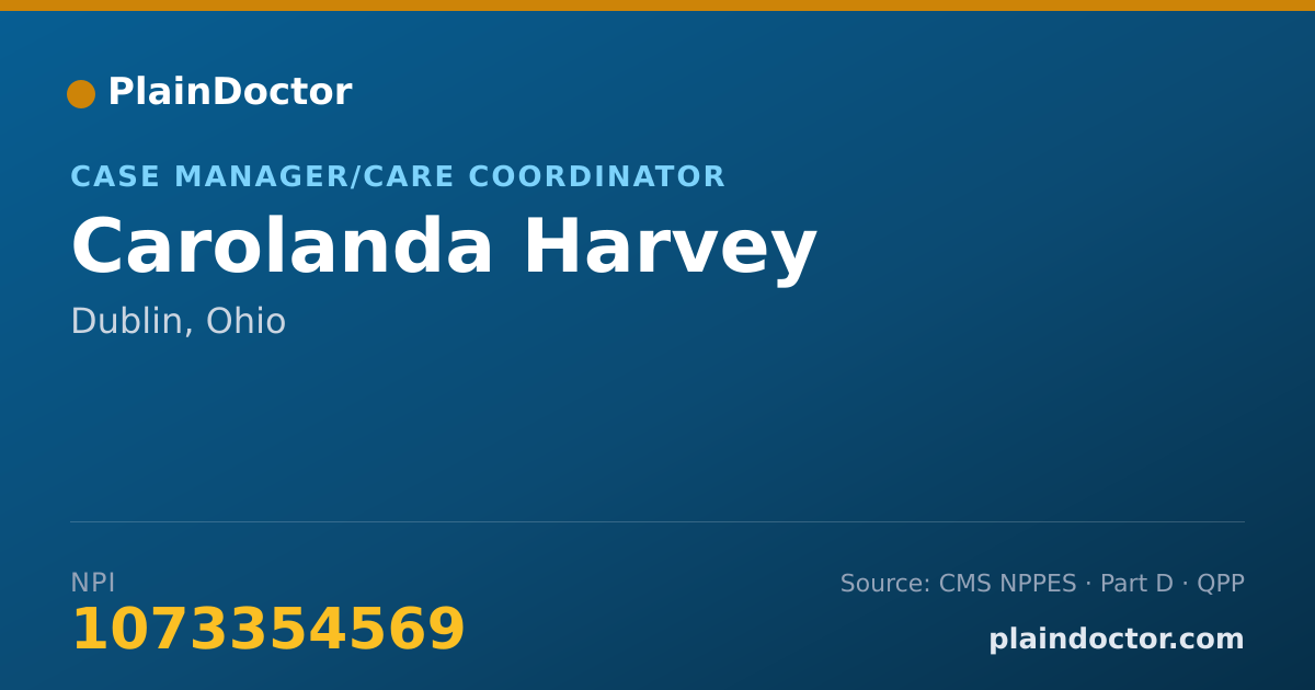 Shareable card for Carolanda Harvey - Case Manager/Care Coordinator, Dublin, OH