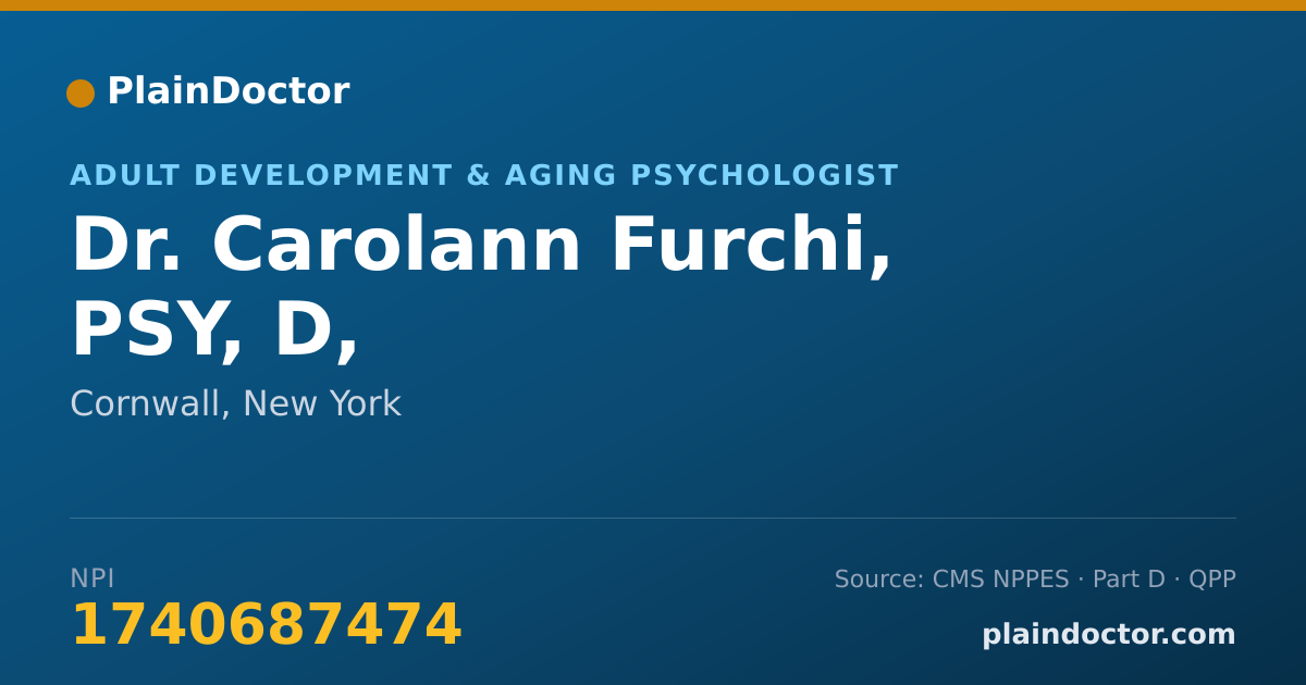Shareable card for Carolann Furchi, PSY, D, - Adult Development & Aging Psychologist, Cornwall, NY