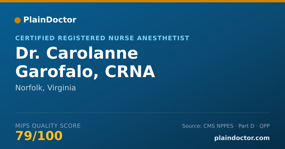 Shareable card for Carolanne Garofalo, CRNA - Certified Registered Nurse Anesthetist, Norfolk, VA