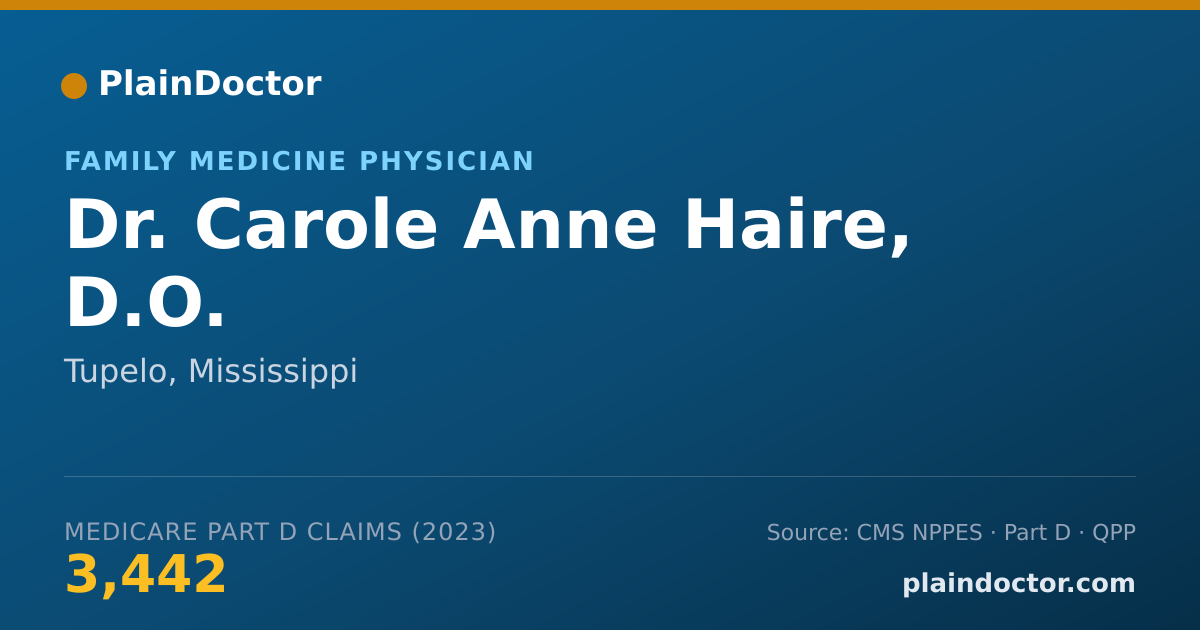 Shareable card for Carole Anne Haire, D.O. - Family Medicine Physician, Tupelo, MS