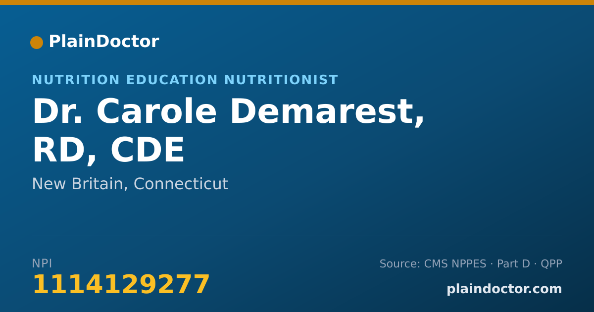 Shareable card for Carole Demarest, RD, CDE - Nutrition Education Nutritionist, New Britain, CT