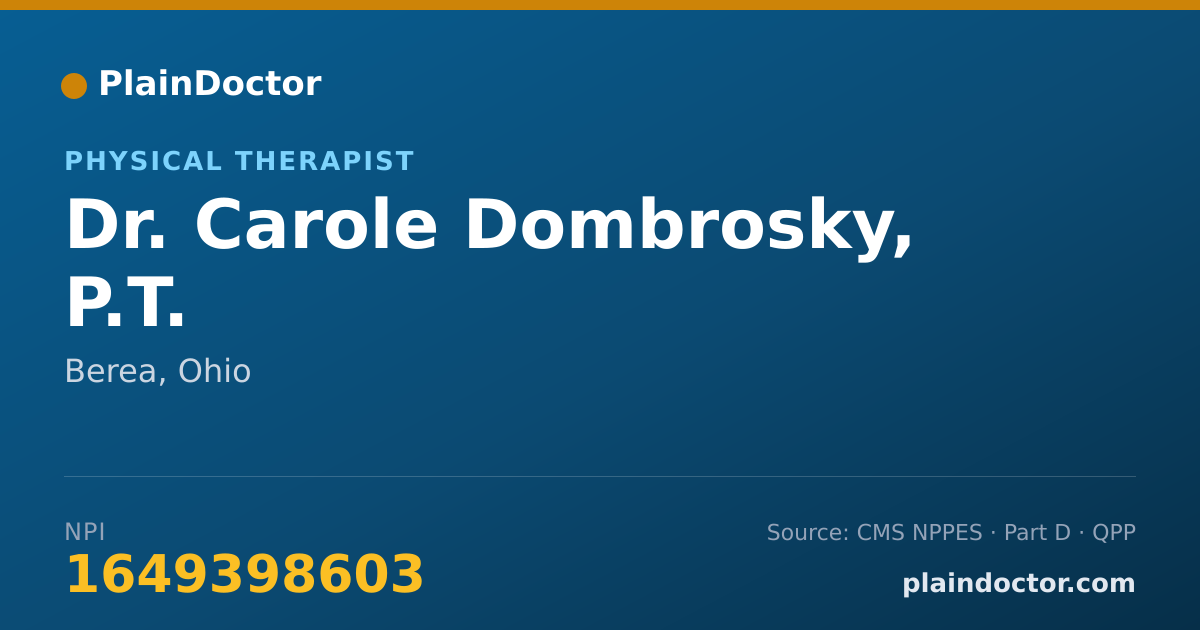 Shareable card for Carole Dombrosky, P.T. - Physical Therapist, Berea, OH