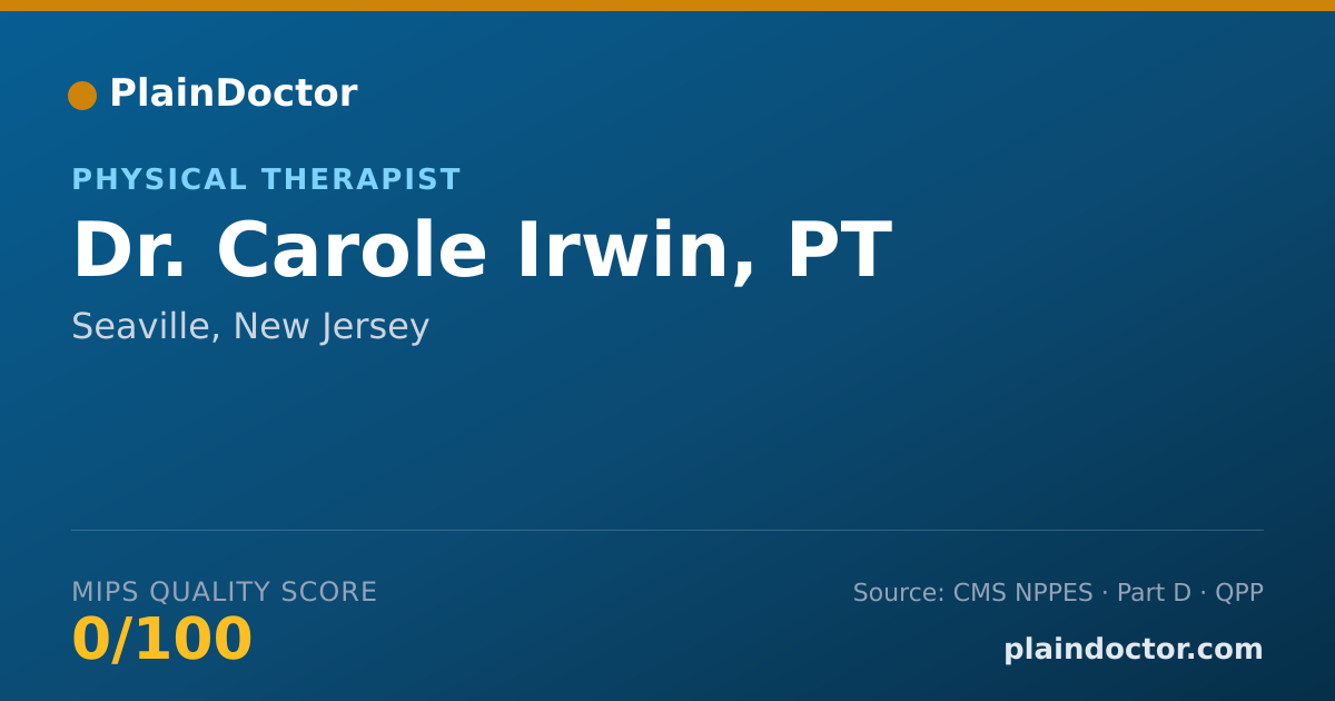 Shareable card for Carole Irwin, PT - Physical Therapist, Seaville, NJ