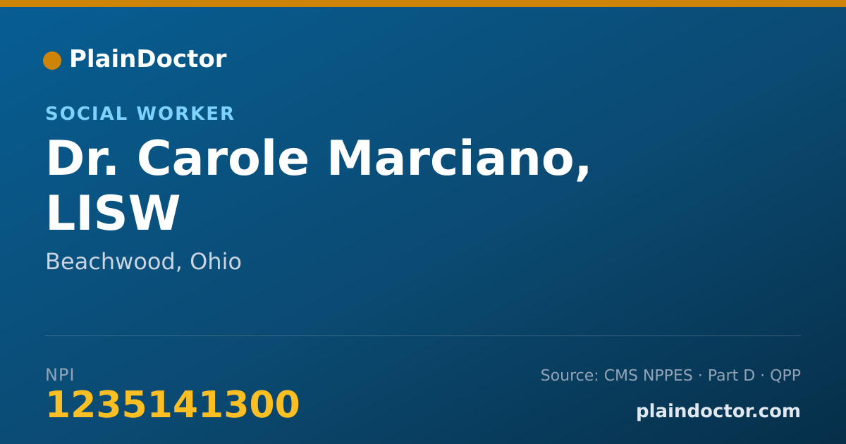 Shareable card for Carole Marciano, LISW - Social Worker, Beachwood, OH