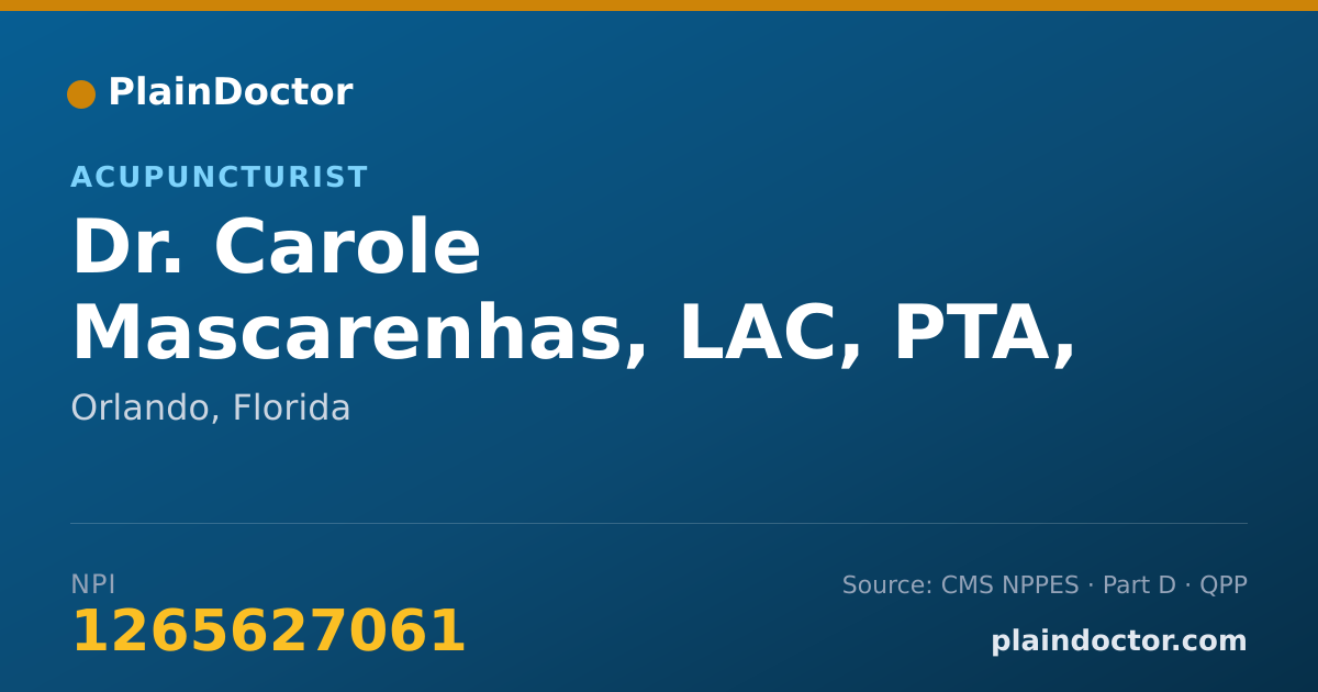 Shareable card for Carole Mascarenhas, LAC, PTA, LMT - Acupuncturist, Orlando, FL