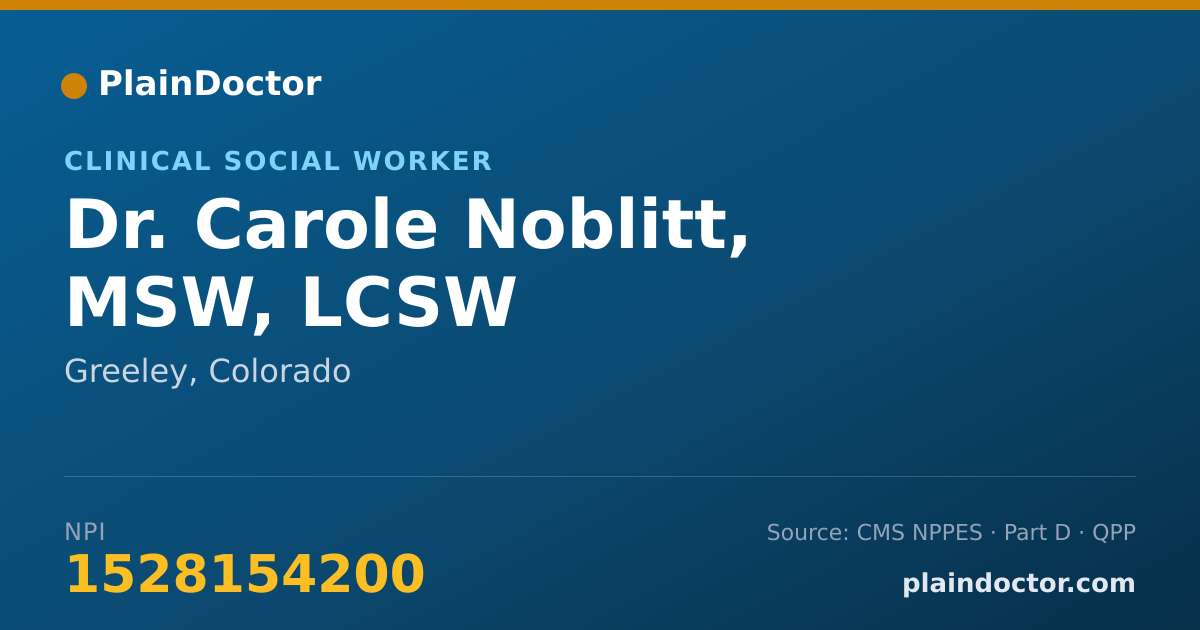 Shareable card for Carole Noblitt, MSW, LCSW - Clinical Social Worker, Greeley, CO