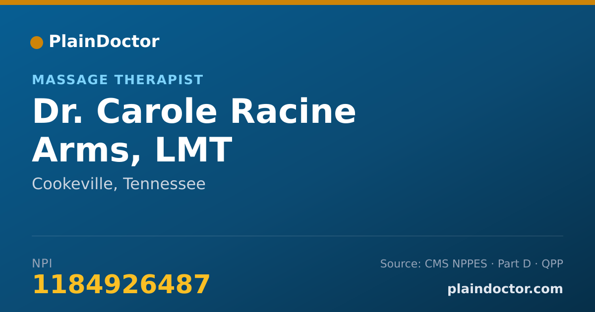 Shareable card for Carole Racine Arms, LMT - Massage Therapist, Cookeville, TN