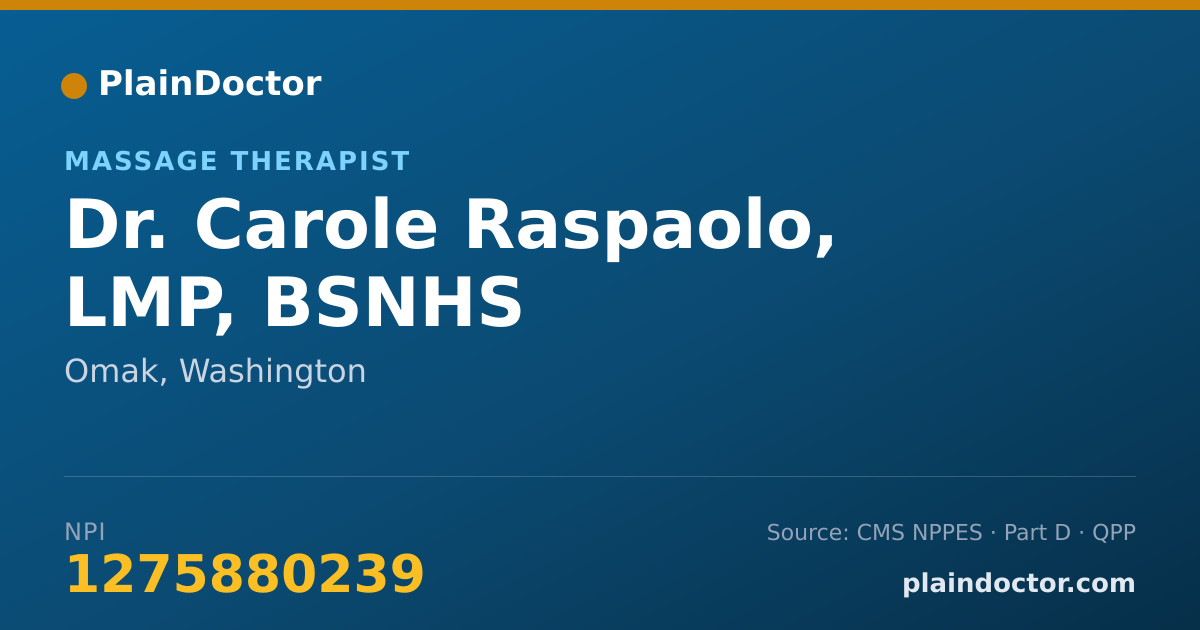 Shareable card for Carole Raspaolo, LMP, BSNHS - Massage Therapist, Omak, WA