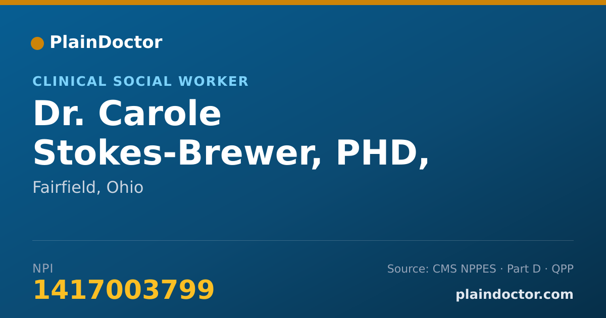 Shareable card for Carole Stokes-Brewer, PHD, LISW, LPCC, LIC - Clinical Social Worker, Fairfield, OH